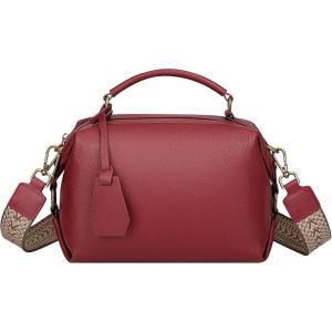 Over Earth Leather Purses for Women Genuine Leather Crossbody Bag Small Top Handle Handbag(Wine Red)