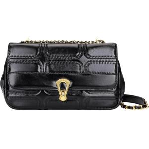 Over Earth Quilted Leather Handbag for Women Chain Crossbody Purse Trendy Shoulder Bags(Black)